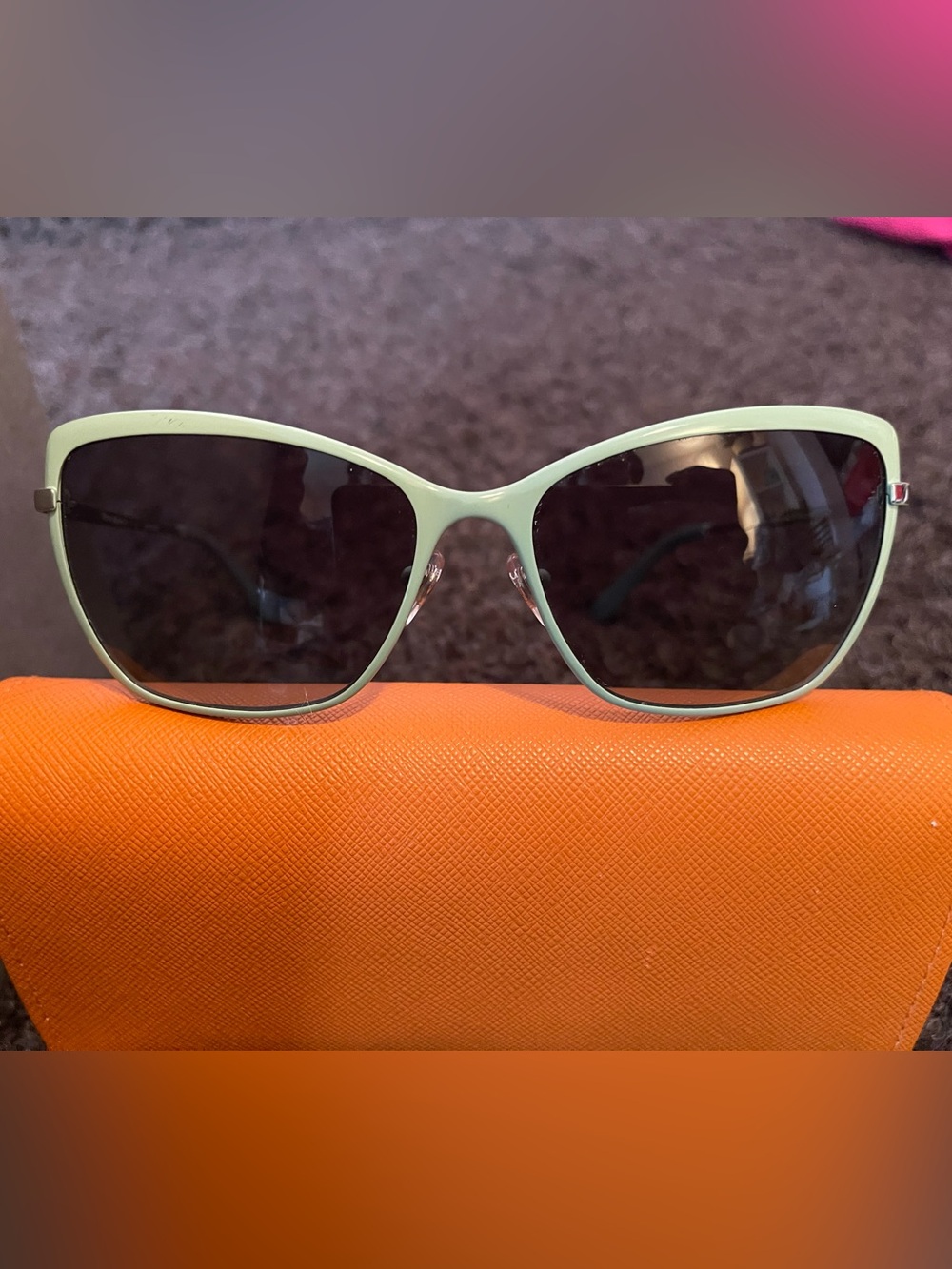 Tory Burch Mint Green Frame Sunglasses with Dark Lenses